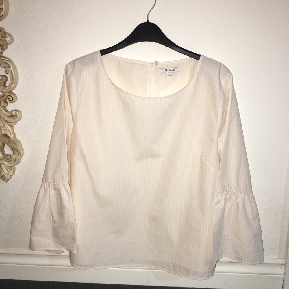 Madewell pink n white  vertical striped women’s top